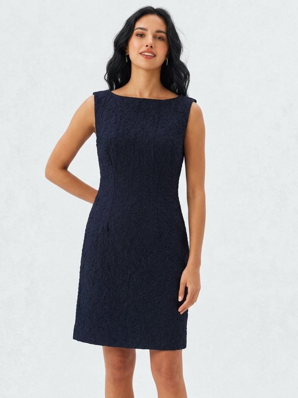 Max Mara Black Textured Wool Floral Sheath Dress IT 38 US 8